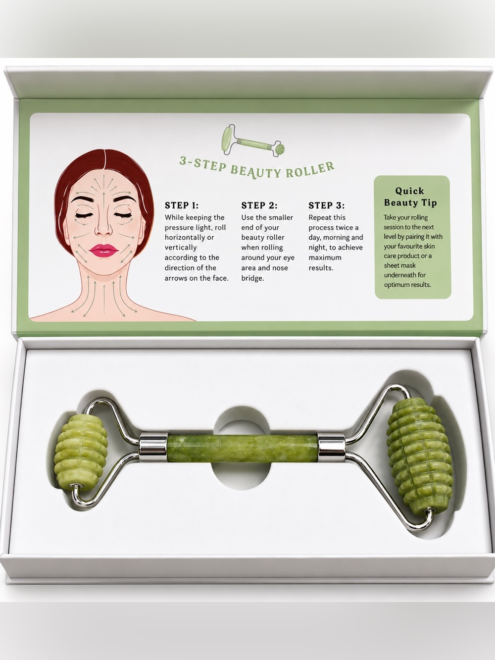 NIB Jade Stone Beauty Roller by Beauty Fridge | Face Sculpting & Lifting Tool